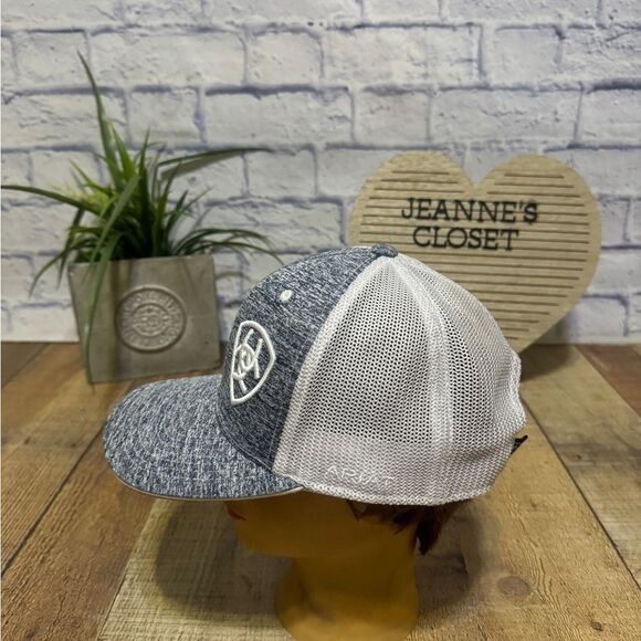 Ariat Mens Adjustable Mesh SnapBack  Logo Cap Hat (Heather Navy/White, One Size) - Picture 4 of 10